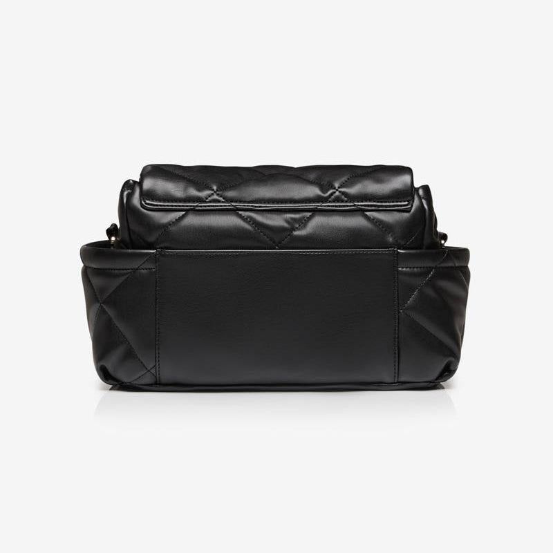 Nova Eco Compact Changing Bag Black Quilted Faux Leather - Mabel & Fox