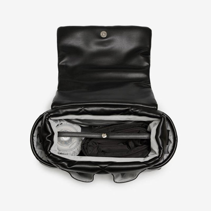 Nova Eco Compact Changing Bag Black Quilted Faux Leather - Mabel & Fox