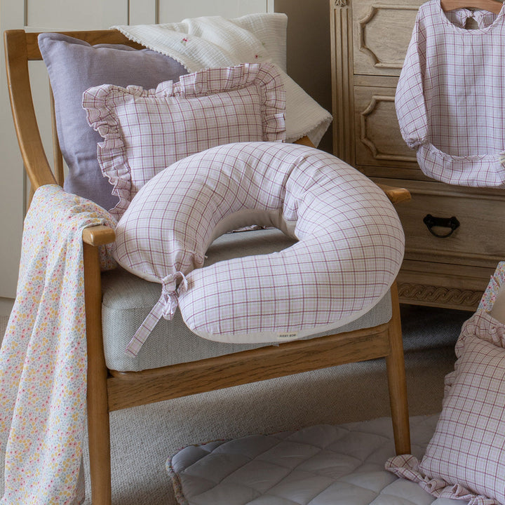 Avery Row - Nursing Pillow - Pink Check