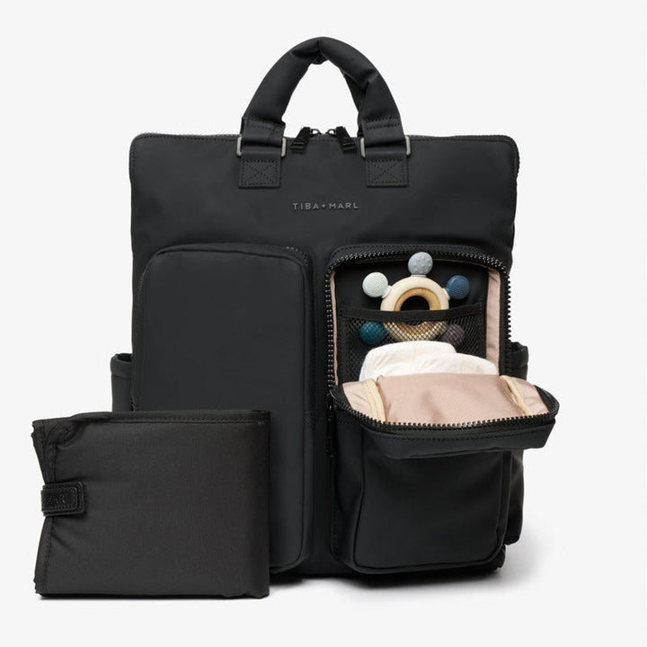 Ozzy Changing Tote / Backpack 2.0 Matte Black - Mabel & Fox