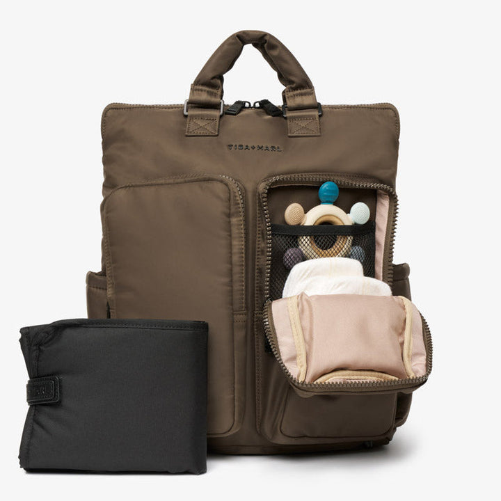 Ozzy Changing Tote / Backpack 2.0 Chocolate - Mabel & Fox