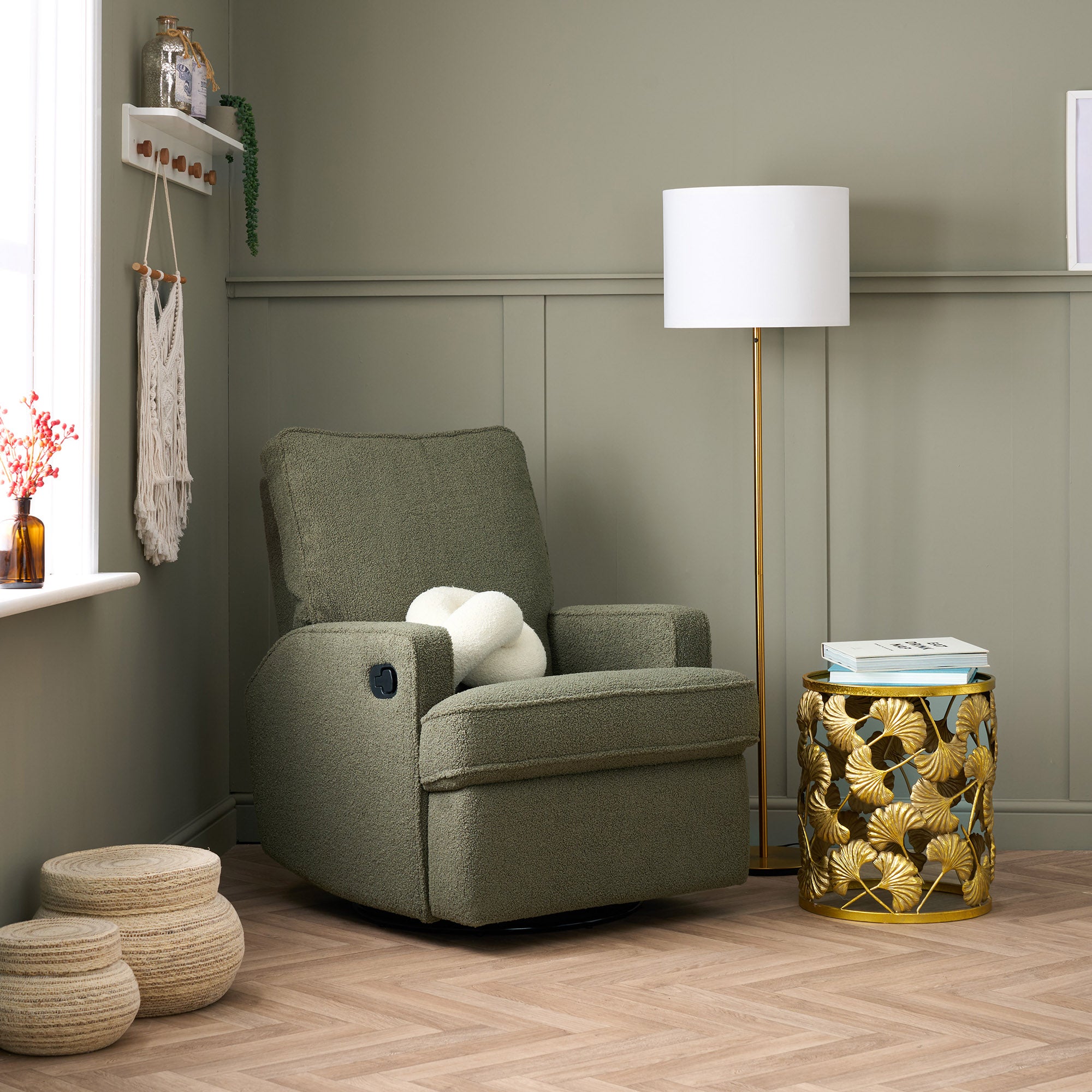 OBaby - Madison Swivel Glider Recliner Chair - Teddy Fabric