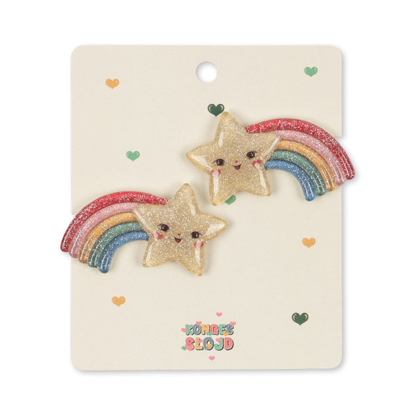 Konges Slojd - Hair Clip - Rainbow Star (2 Pack) - Mabel & Fox
