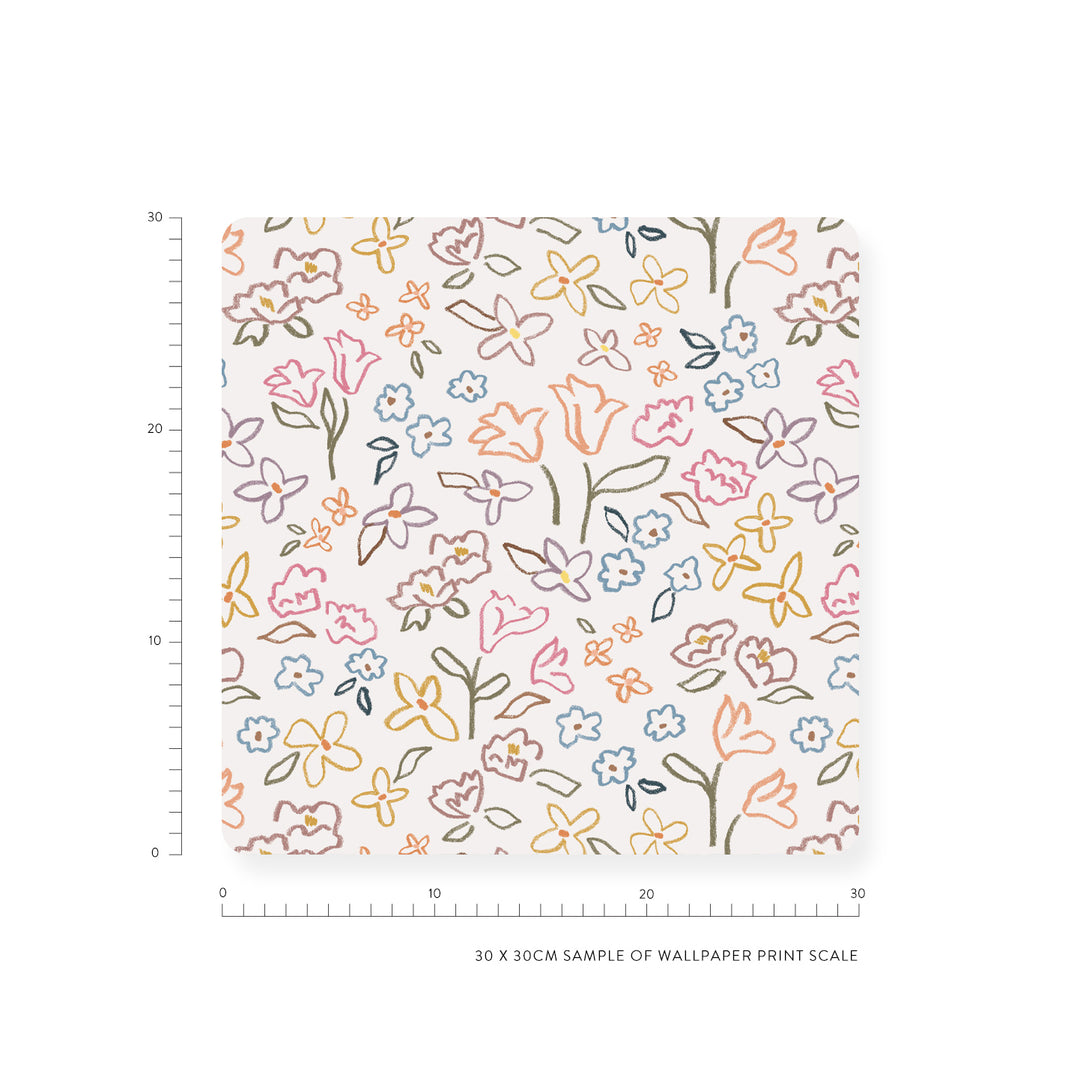 Minibeau - Wallpaper - Crayon Floral