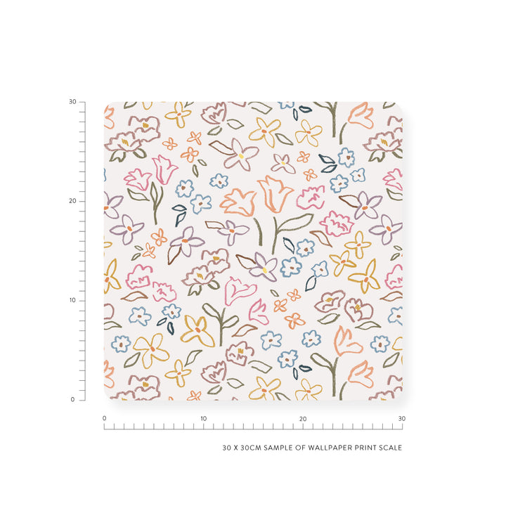 Minibeau - Wallpaper - Crayon Floral