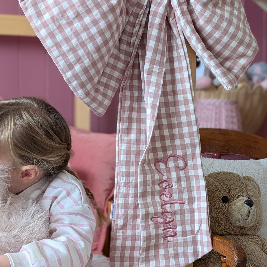 Mabel & Fox - Personalised Gingham Bow - Pink