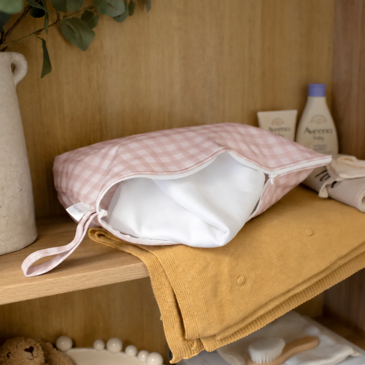 Mabel & Fox - Large Wet Bag - Pink Gingham
