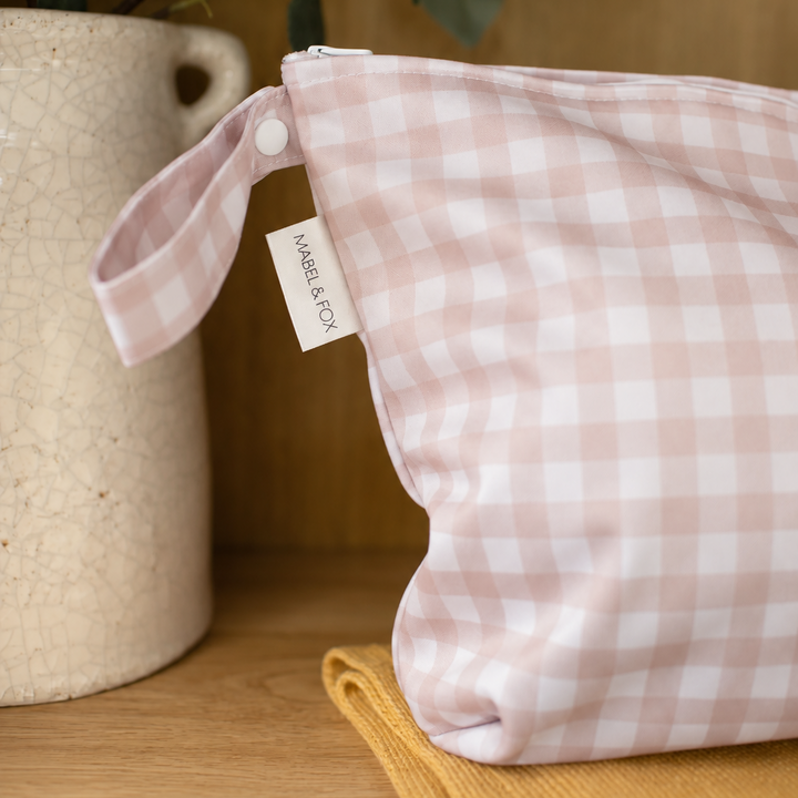 Mabel & Fox - Large Wet Bag - Pink Gingham