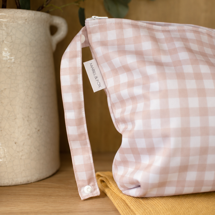Mabel & Fox - Large Wet Bag - Pink Gingham