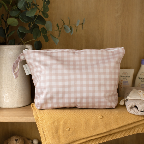 Mabel & Fox - Large Wet Bag - Pink Gingham