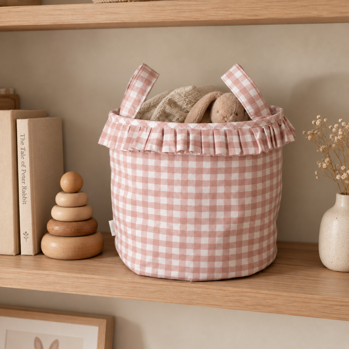 Mabel & Fox - Gingham Ruffle Basket - Pink - Mabel & Fox