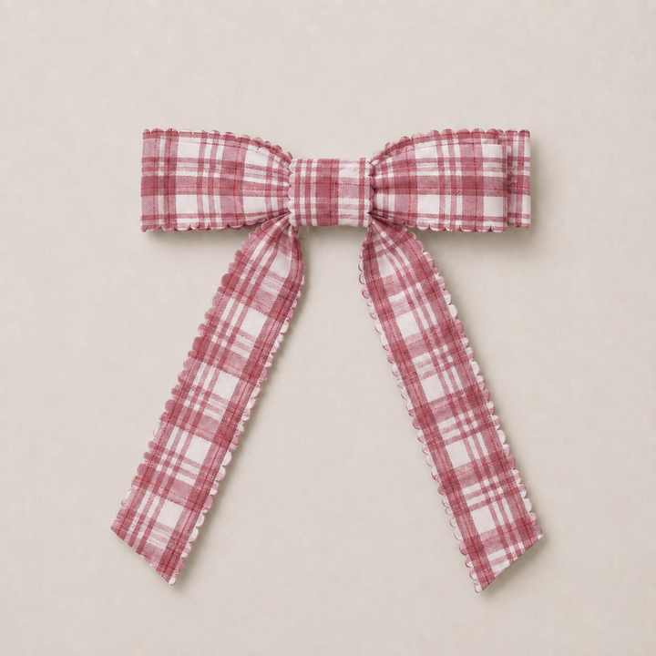 Mabel & Fox - Hair Bow Clip - Pink Plaid