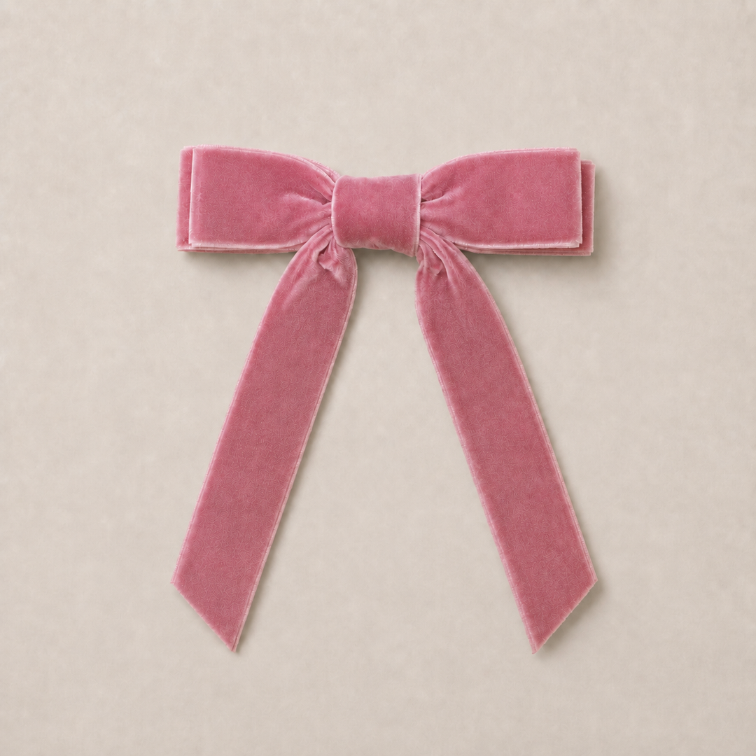 Mabel & Fox - Hair Bow Clip - Pink Velvet