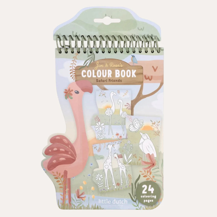 Little Dutch – Shaped Colouring Book – Safari Flamingo