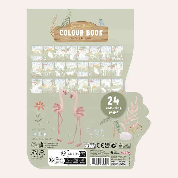 Little Dutch – Shaped Colouring Book – Safari Flamingo