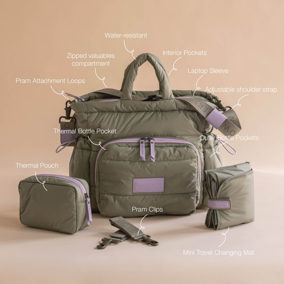 Avery Row - Baby Changing Tote Bag - Olive Green