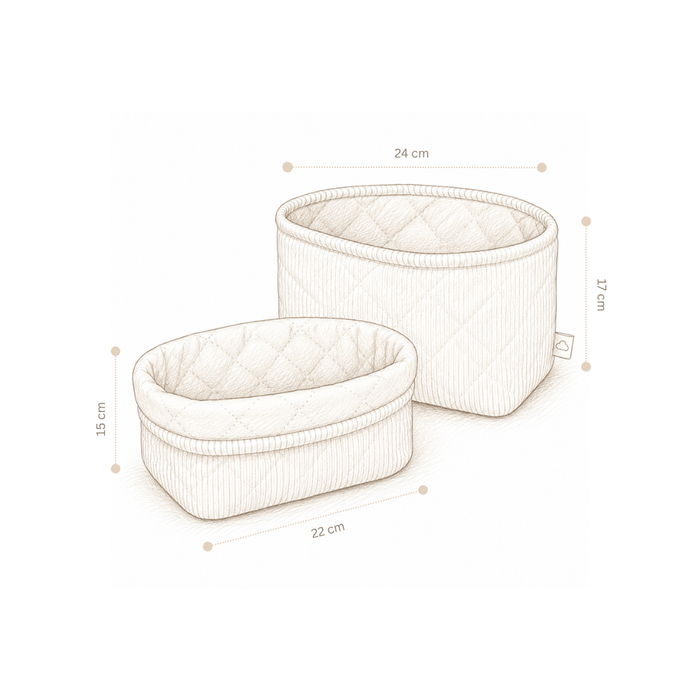 Cam Cam Copenhagen – Quilted Storage Baskets Set of 2 – Classic Stripes Rose