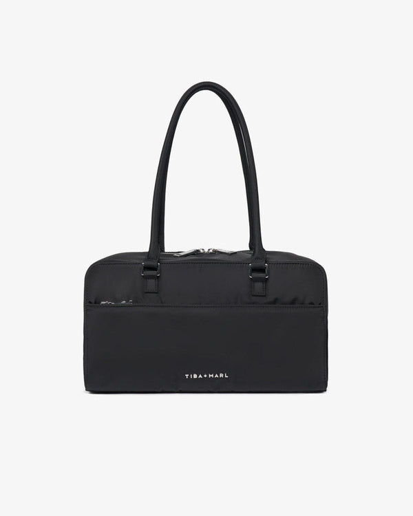 Riley Compact East-West Changing Bag Black Woven - Mabel & Fox
