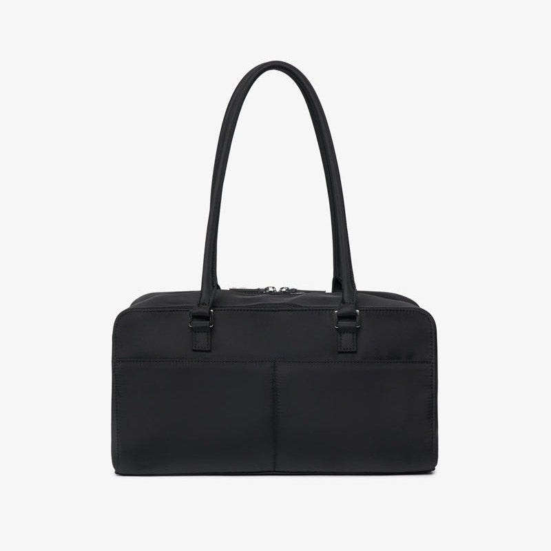 Riley Compact East-West Changing Bag Black Woven - Mabel & Fox