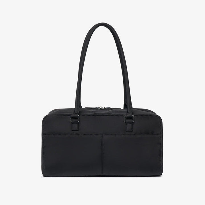 Riley Compact East-West Changing Bag Black Woven - Mabel & Fox