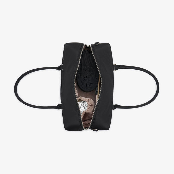 Riley Compact East-West Changing Bag Black Woven - Mabel & Fox