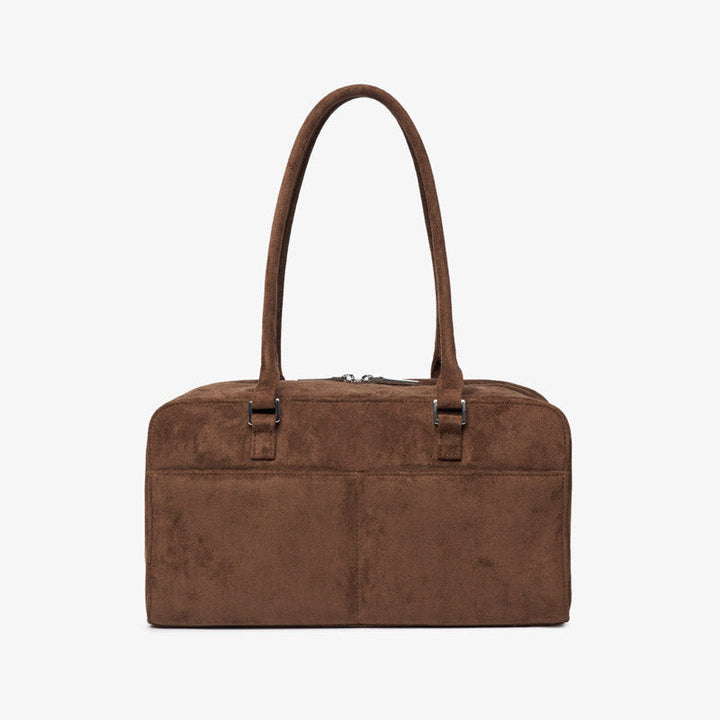 Riley Compact East-West Changing Bag Brown Faux Suede - Mabel & Fox