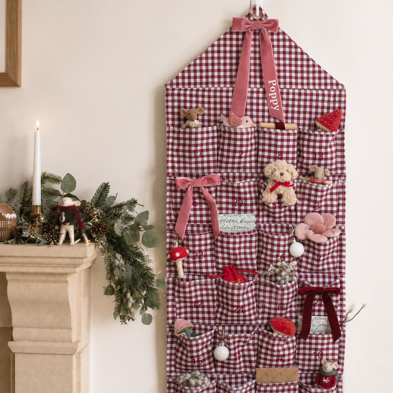 Mabel & Fox - Personalised Red Gingham Advent Calendar - Velvet Bow