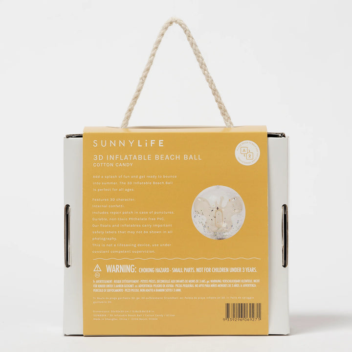 Sunnylife - 3D Inflatable Beach Ball - Cotton Candy Glitter