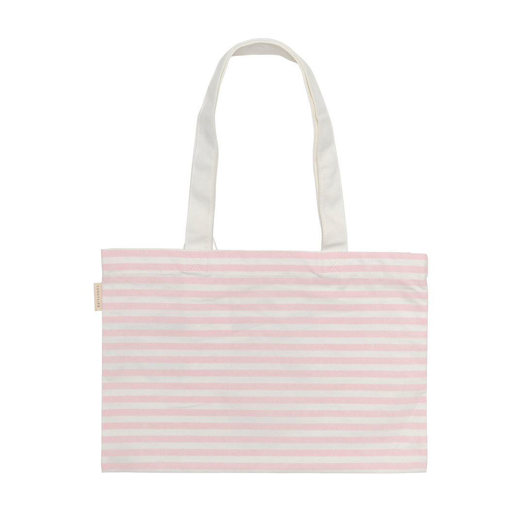 Sunnylife - Kids Canvas Beach Bag -Strawberry Sunshine - Pink Stripe