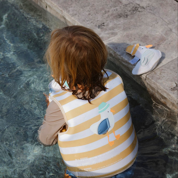 Sunnylife - Kids Swim Vest - Sid the Seagull - Mustard Stripe