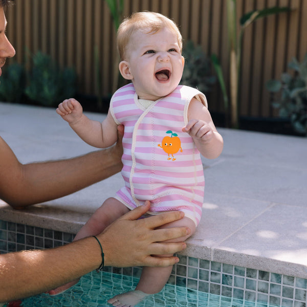 Sunnylife – Baby Wetsuit – Poppy the Peach Pink Stripe - Mabel & Fox