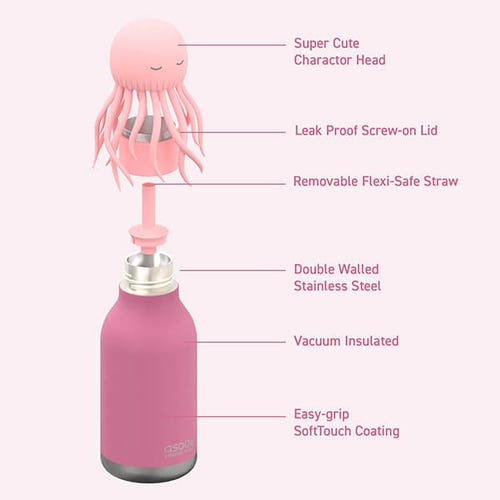 Asobu - Bestie Water Bottle - Reina Pink Jellyfish - Mabel & Fox