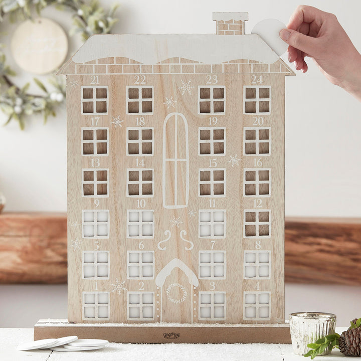 Ginger Ray - Wooden Reusable Advent Calendar House - Mabel & Fox