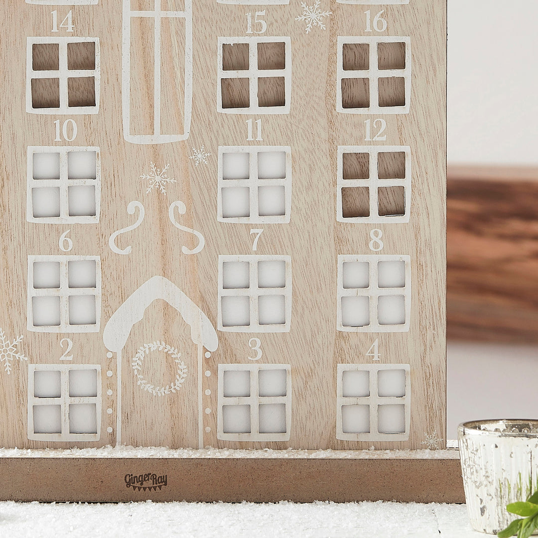 Ginger Ray - Wooden Reusable Advent Calendar House - Mabel & Fox