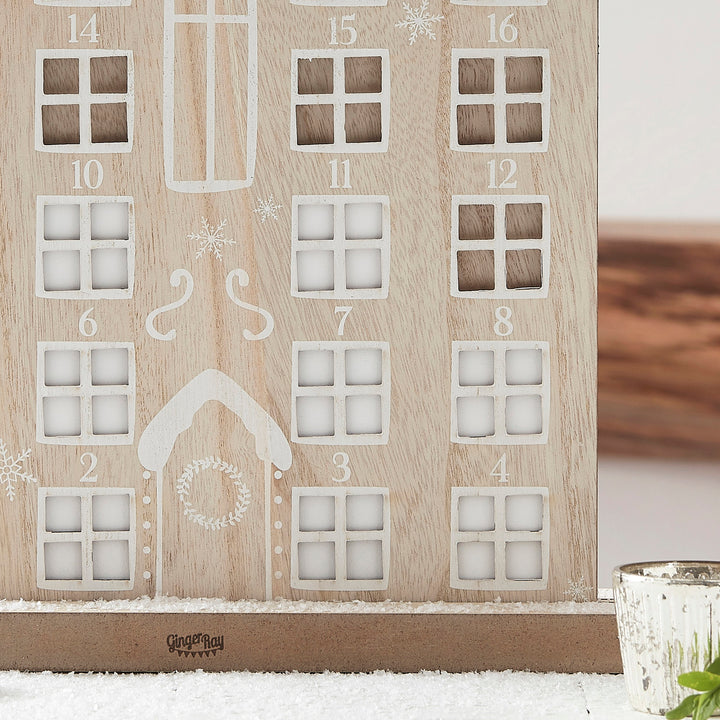 Ginger Ray - Wooden Reusable Advent Calendar House - Mabel & Fox