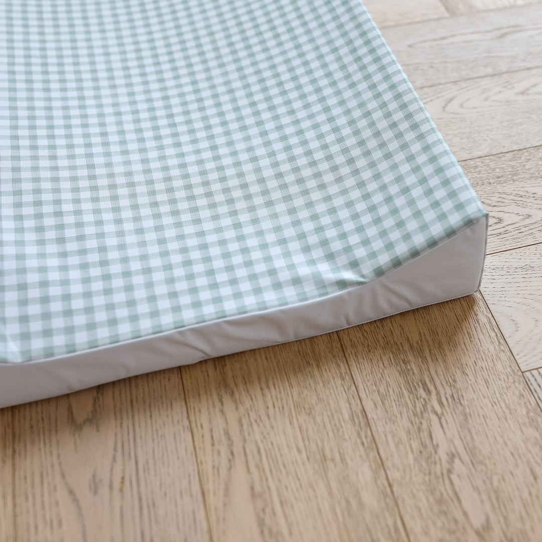 Mabel & Fox - Wedge Baby Changing Mat - Sage Gingham