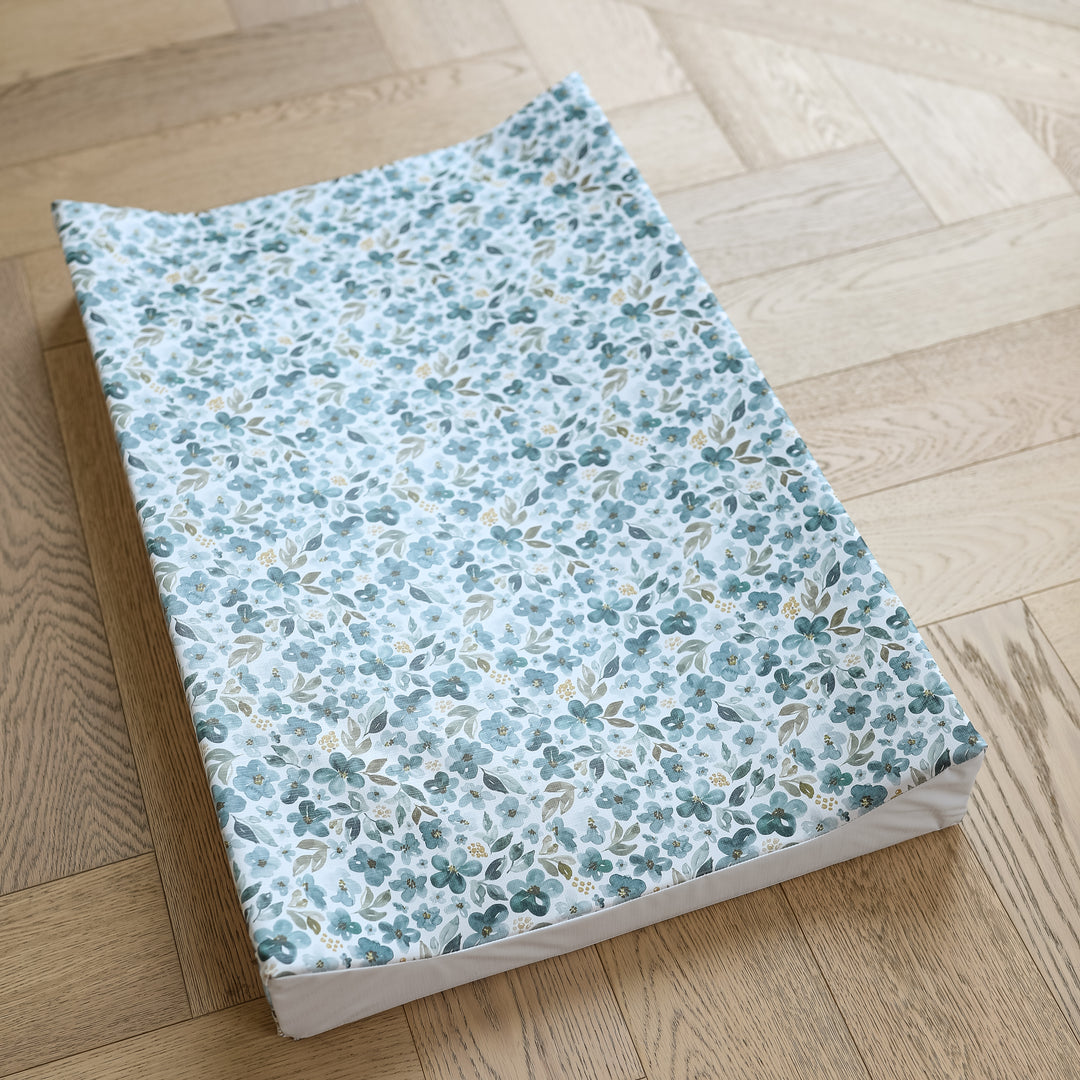 Mabel & Fox - Wedge Baby Changing Mat - Blue Blossom