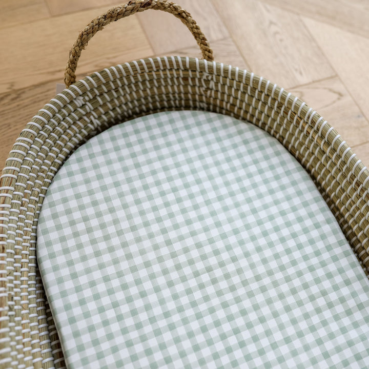 Mabel & Fox -  Basket Changing Mat - Sage Gingham