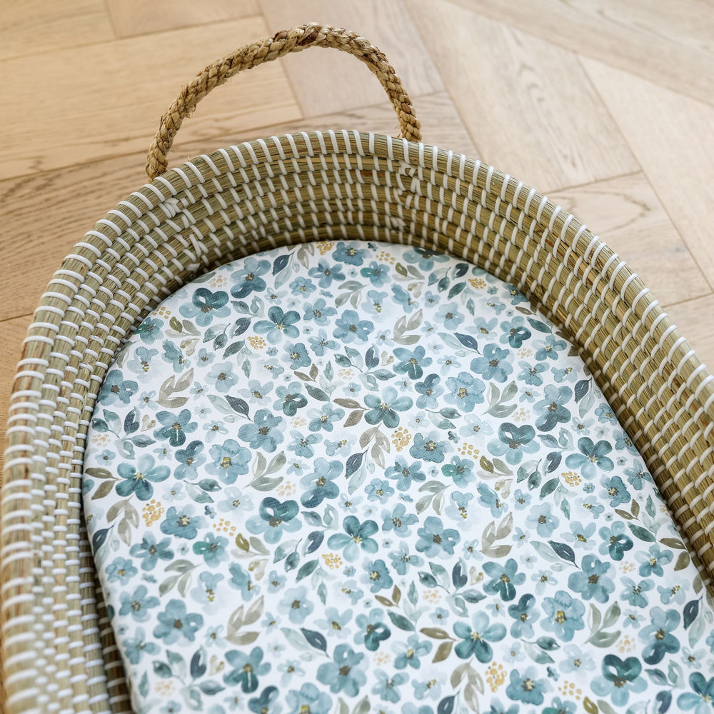 Mabel & Fox -  Basket Changing Mat - Blue Blossom - Mabel & Fox