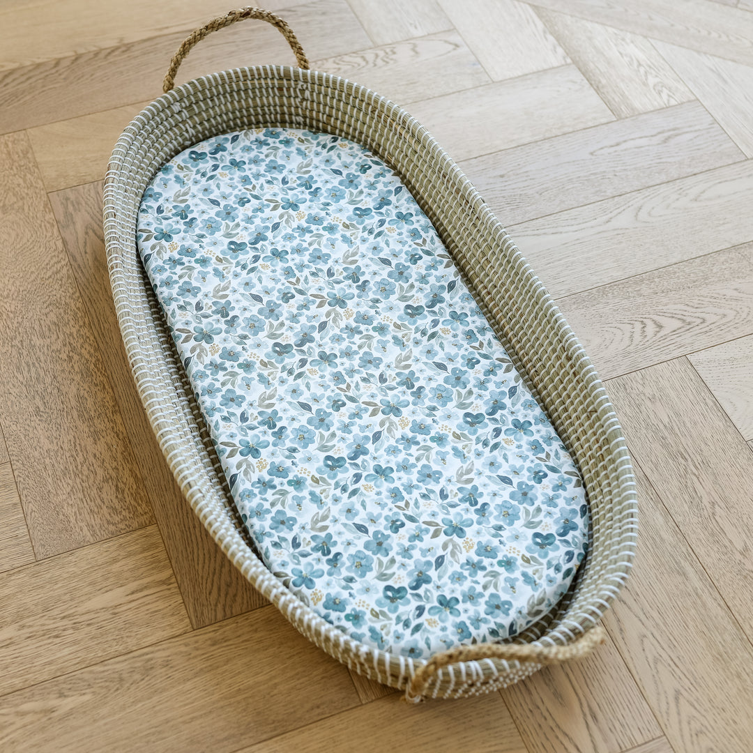 Mabel & Fox -  Basket Changing Mat - Blue Blossom