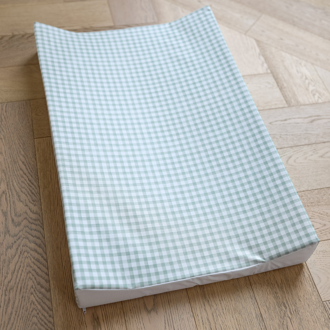 Mabel & Fox - Wedge Baby Changing Mat - Sage Gingham