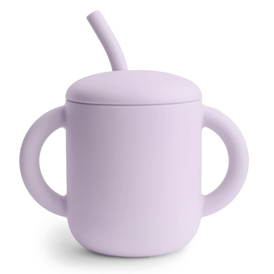 Mushie - Silicone Training Cup + Straw - Soft Lilac - Mabel & Fox
