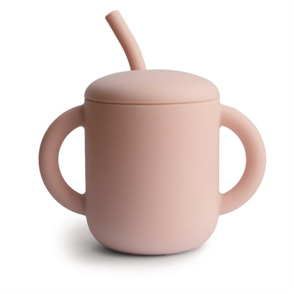 Mushie – Silicone Training Cup & Straw – Blush