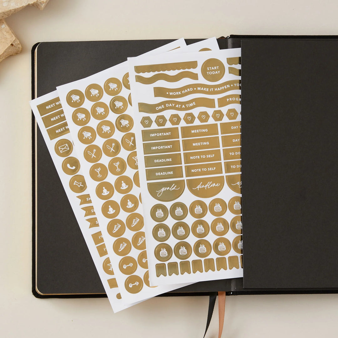 Blush & Gold - 2025 Weekly Planner - Black - Mabel & Fox