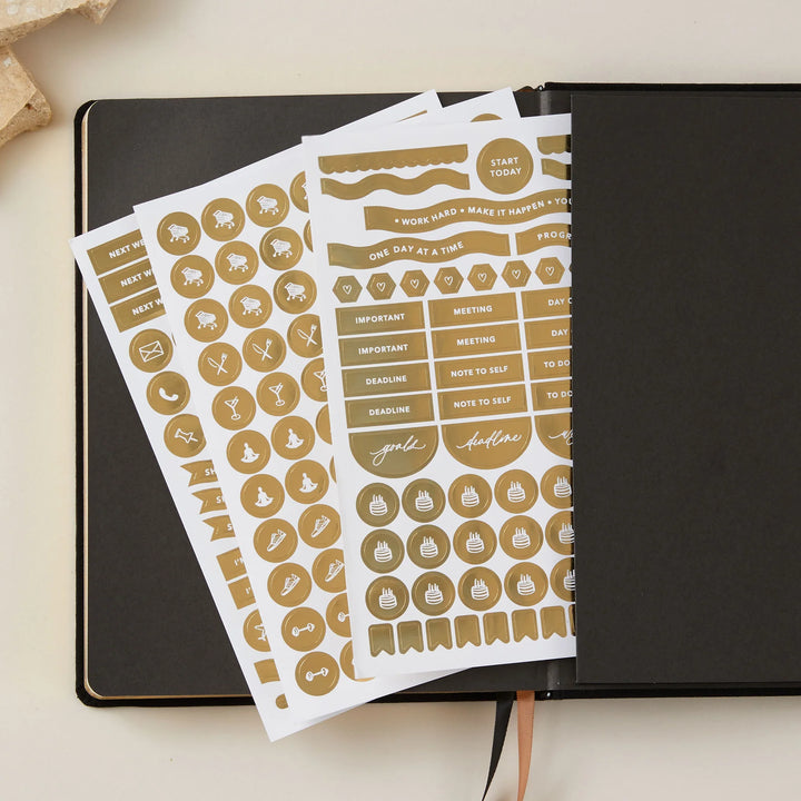 Blush & Gold - 2025 Weekly Planner - Black - Mabel & Fox