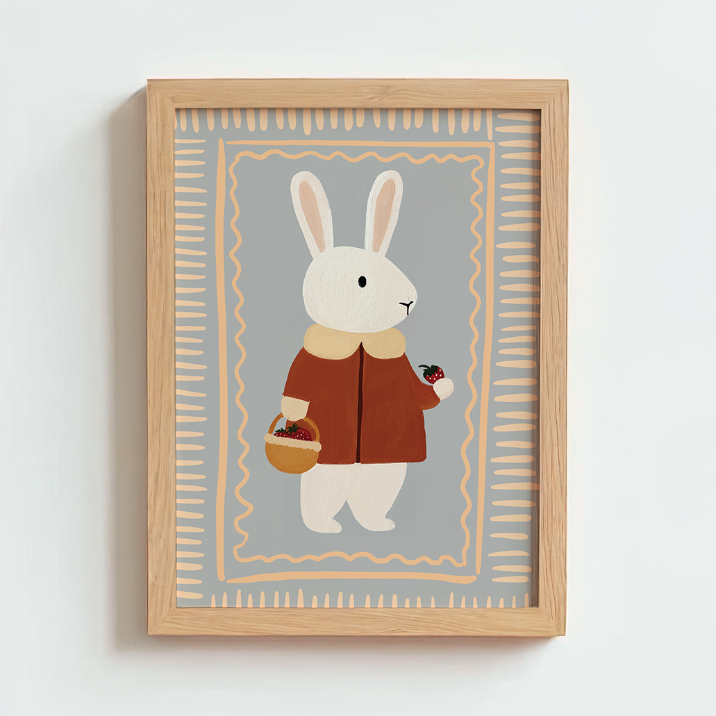 Mabel & Fox - Art Print - Strawberry Rabbit - Mabel & Fox