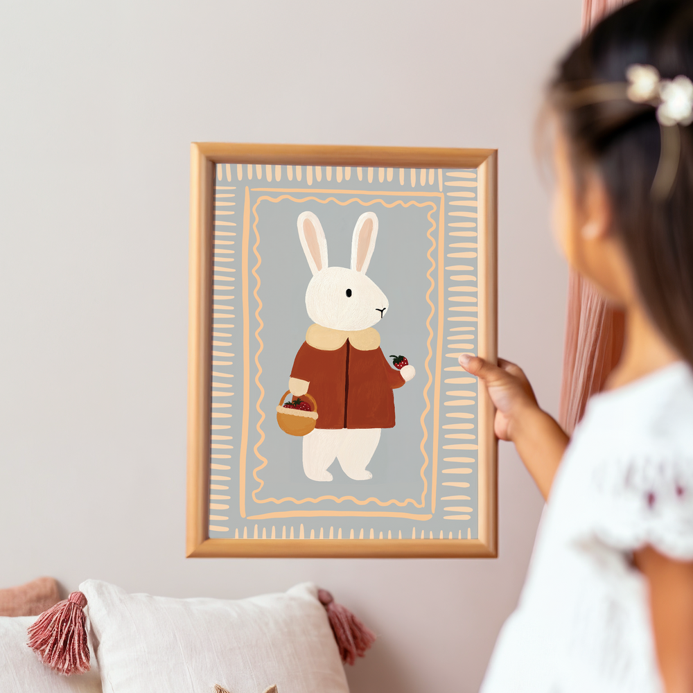 Mabel & Fox - Art Print - Strawberry Rabbit - Mabel & Fox