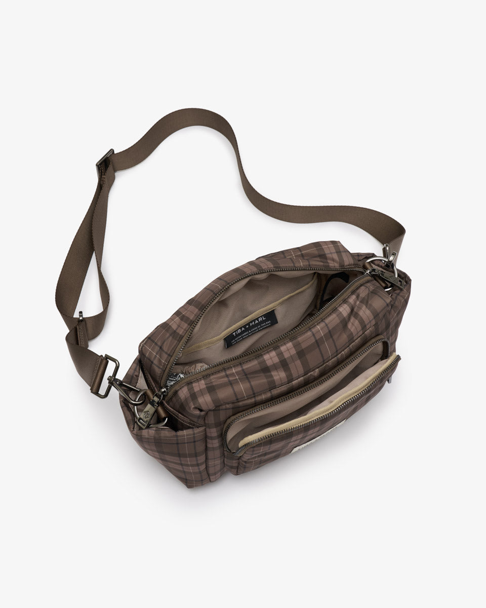 Tiba + Mar Inka Buggy Organiser Brown Tonal Tartan Print