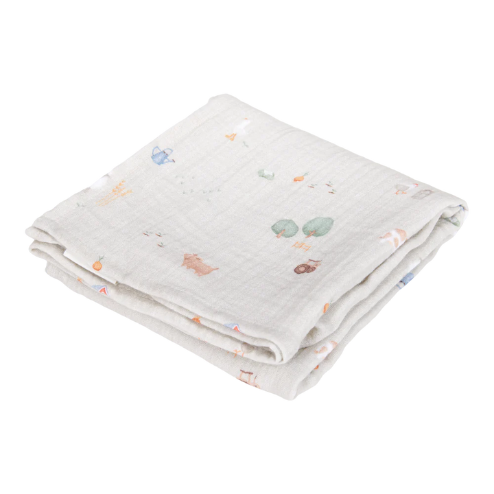 Little Dutch -  Swaddle - Little Farm / Olive (70x70cm)