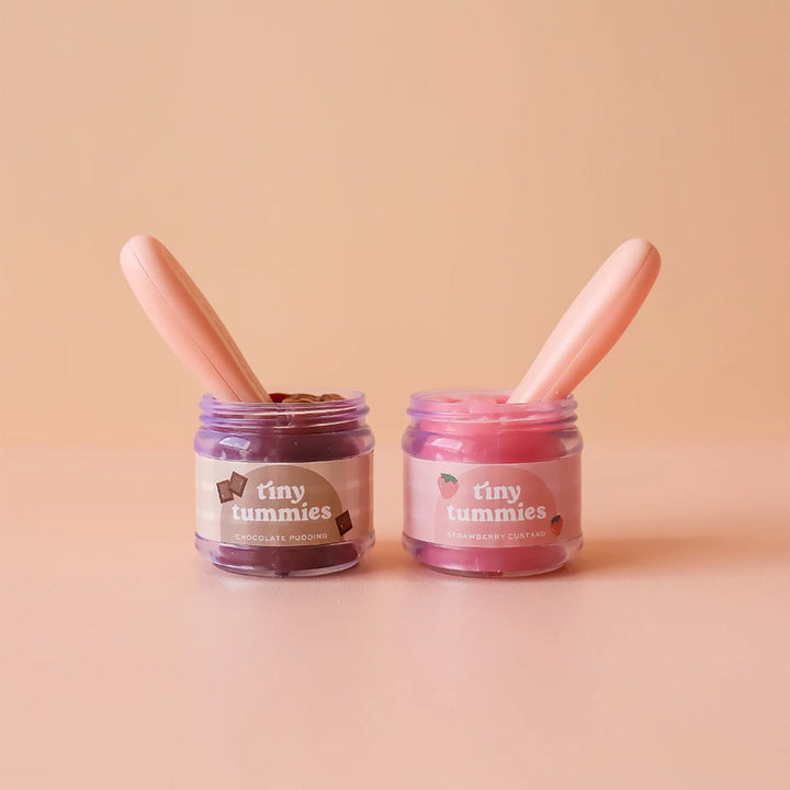 Tiny Harlow - Tiny Tummies - Jar & Spoon Set - Strawberry Custard